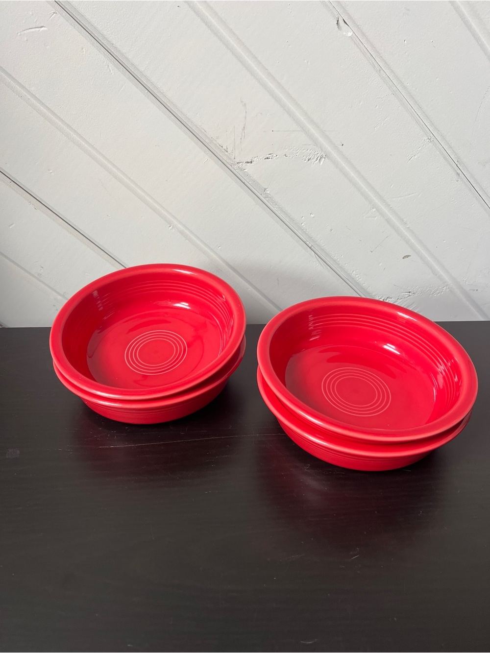 EUC 4 Fiesta Ware Scarlet Red Cereal Bowls